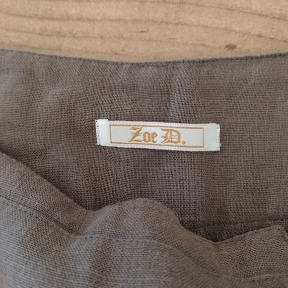 Zoe D Vintage Olive Green 100% Linen Capri Pant Size 4 New - Picture 6 of 8